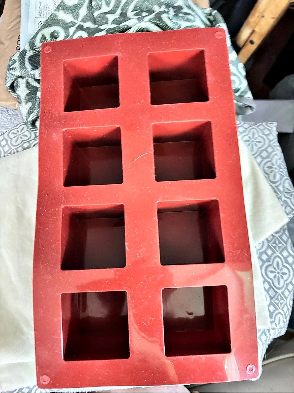 Red Square 8-Cavity Silicone Bakeware Mold